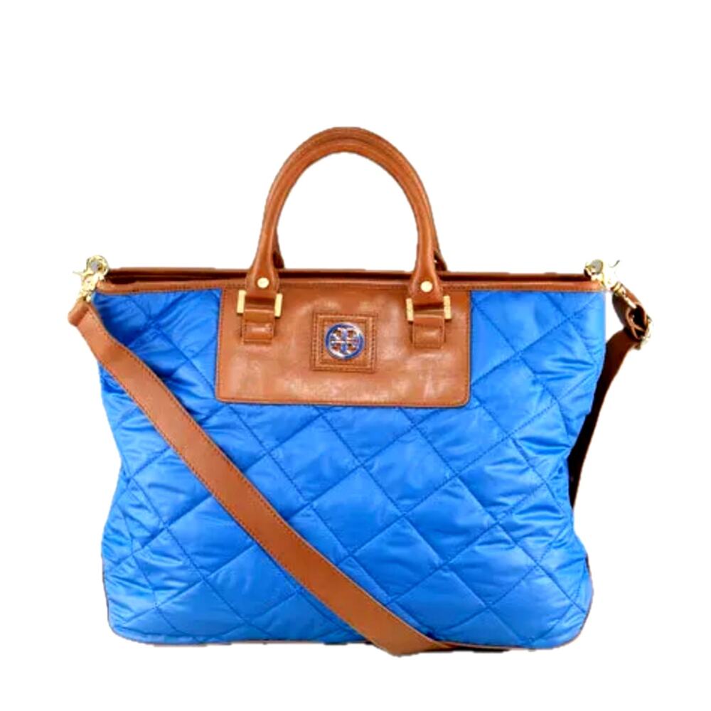 Tory Burch Large Royal Blue Quilted Tote Shoulder Bag